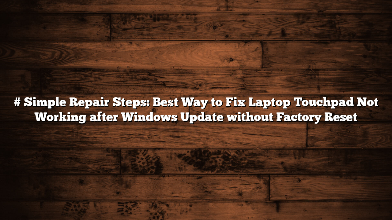 # Simple Repair Steps: Best Way to Fix Laptop Touchpad Not Working after Windows Update without Factory Reset